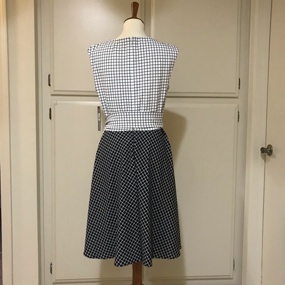 Tahari Mini Check Two Tone Dress - Picture 3 of 8
